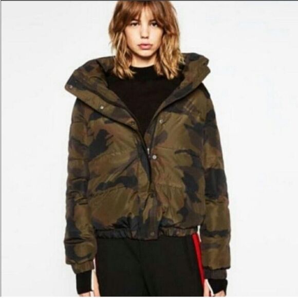 Zara Rare Camo WHATEVER Puffer Jacket size L / Pristine - Picture 3 of 13